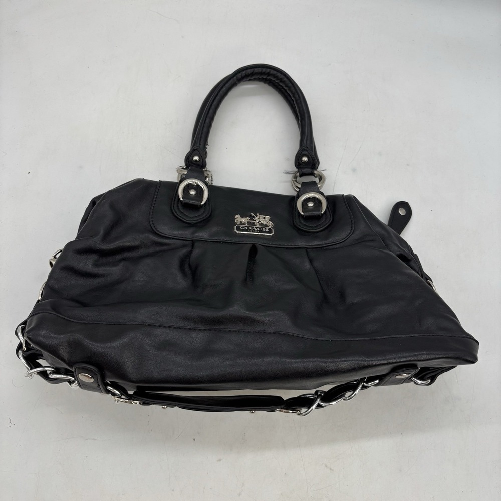 Coach Black Leather Madison Sabrina Satchel Bag Silver Hardware Shoulder Purse